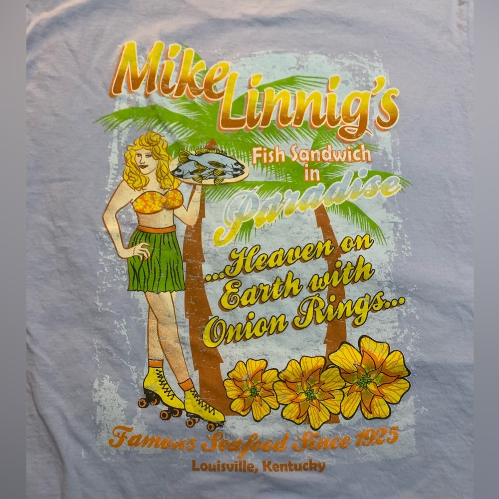 VTG. Mike Linnigs Restaurant Louisville Ky graphic T-Shirt hula girl XL